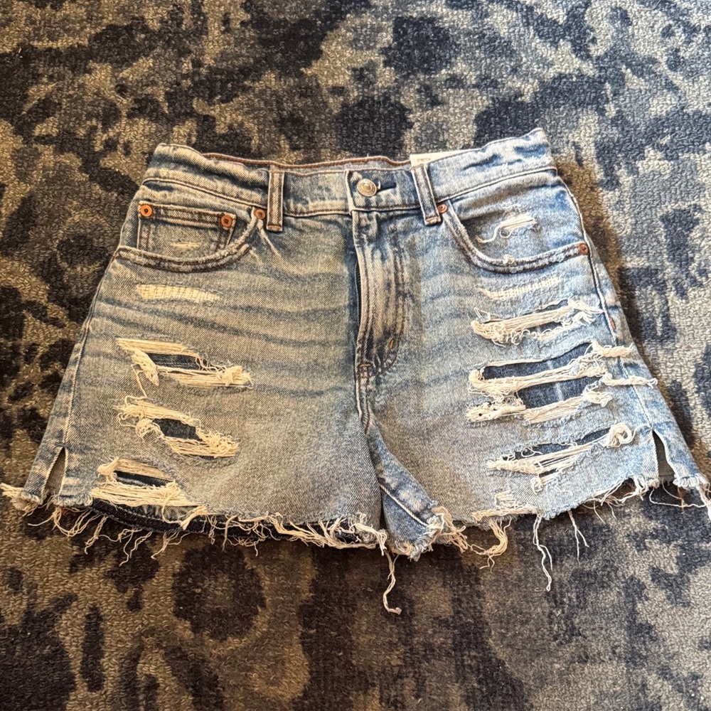 American Eagle Outfitters Light Blue Distressed Jean Shorts